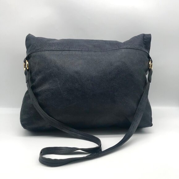 Luri Navy Genuine Embossed Leather Convertible Crossbody Bag - Picture 6 of 12